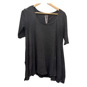 Free People Black Asymmetrical Tunic Top Made in USA Flowy Soft Cotton Size M
